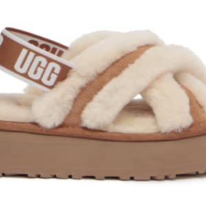 UGG Kapcie Sandały Disco Cross Slide 1121550 Biało-Brązowe