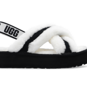 UGG Kapcie Sandały Disco Cross Slide 1121550 Biało-Czarne